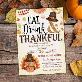 Fall Pumpkin Gobble Thanksgiving Dinner Turkey Inbjudningar