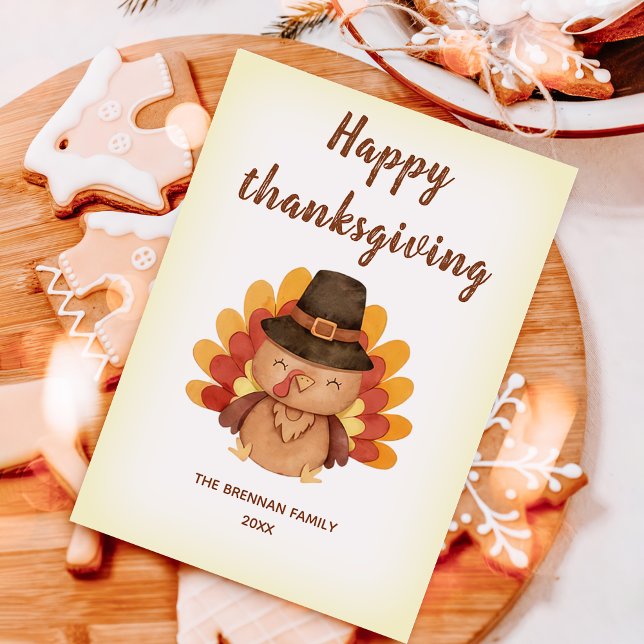 Fall Pumpkin Gobble Thanksgiving Julkort (Skapare uppladdad)