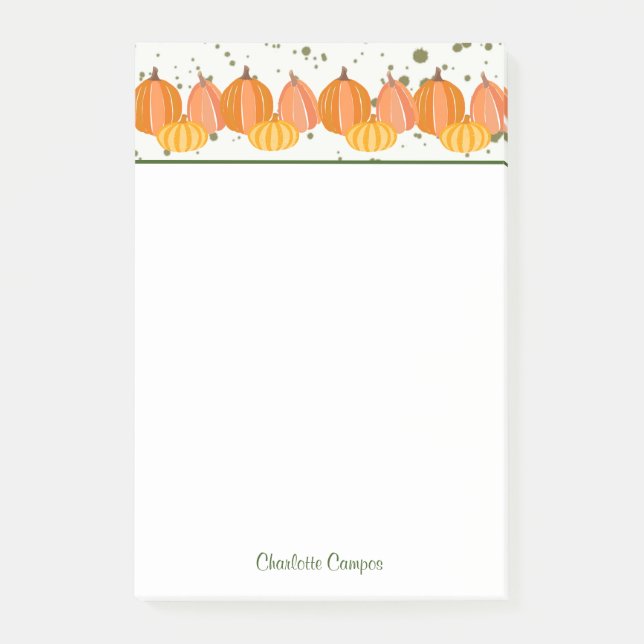 Fall Pumpkin Gräns Personlig Post-it Block (Framsida)