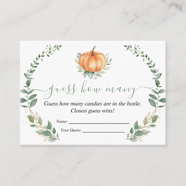 Fall Pumpkin Greenery Baby Shower Garanterar hur m Tilläggskort (Framsida)
