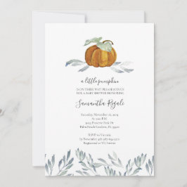 Fall Pumpkin Greenery Baby Shower Inbjudningar