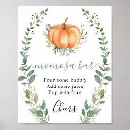 Fall Pumpkin Greenery Guld Foliage Momosa Pub Sign Poster