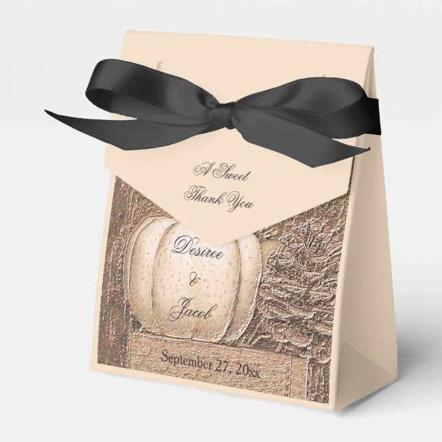 Fall Pumpkin Guld White Land Rustic Bröllop Presentaskar (Framsidan Sidan)