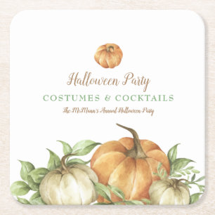 Fall Pumpkin Halloween Underlägg Papper Kvadrat