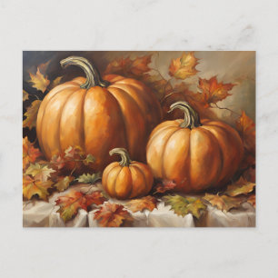 Fall Pumpkin Harvest, Höst löv Helg Vykort