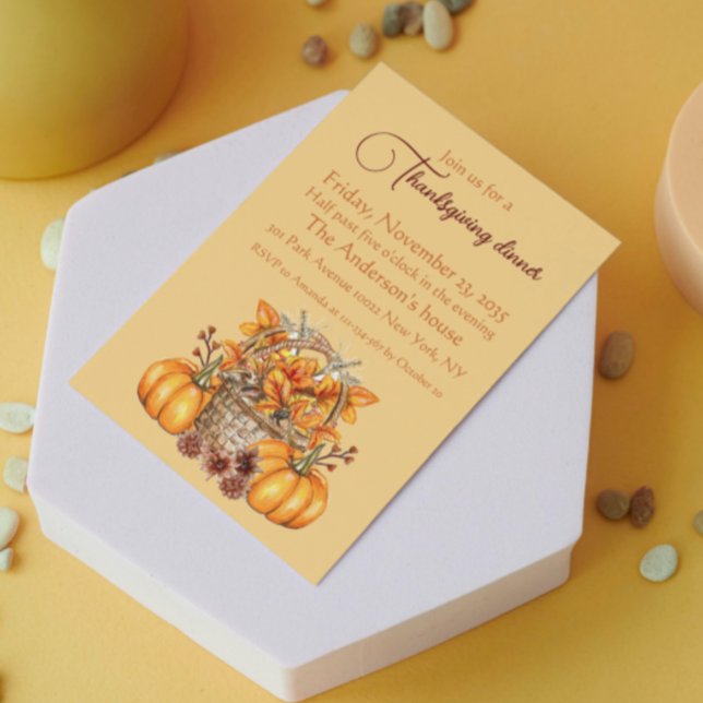 Fall Pumpkin Harvest Thanksgiving Dinner Helgdag Vykort (Skapare uppladdad)