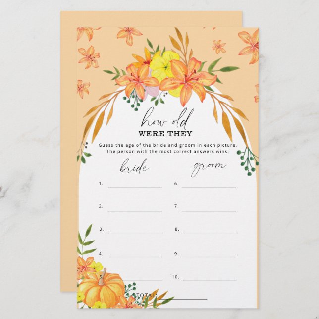 Fall Pumpkin - Hur gammal var de möhippa-spel? (Fram/baksida)