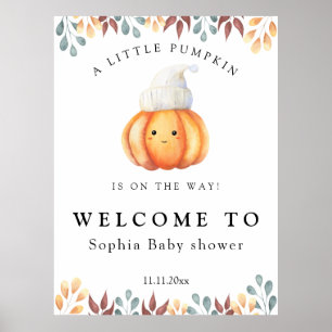 Fall Pumpkin i hatten - Välkomstbabydusch Poster