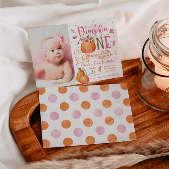 Fall Pumpkin-inbjudan hösten första födelsedag Inbjudningar (Skapare uppladdad)