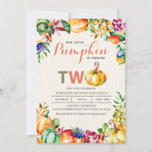 Fall Pumpkin-inbjudan på andra födelsedagen Inbjudningar