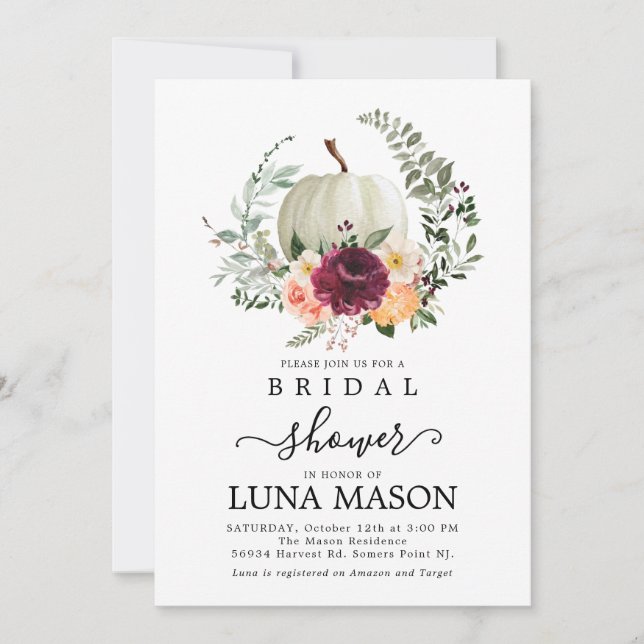 Fall Pumpkin Inbjudningskort för möhippan (Framsida)