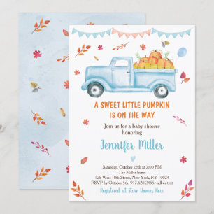 Fall Pumpkin Lastbil Baby Shower Inbjudningar