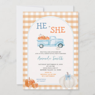 Fall Pumpkin Lastbil Gender Reveal Inbjudan