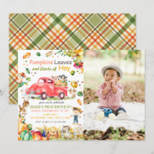 Fall Pumpkin Lastbil-inbjudan på födelsedagen