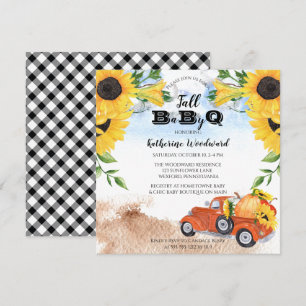 Fall Pumpkin Lastbil Solblommor Baby BBQ-dusch i Inbjudningar