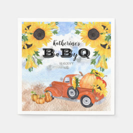 Fall Pumpkin Lastbil | Solblommor Baby BBQ Shower Pappersservett