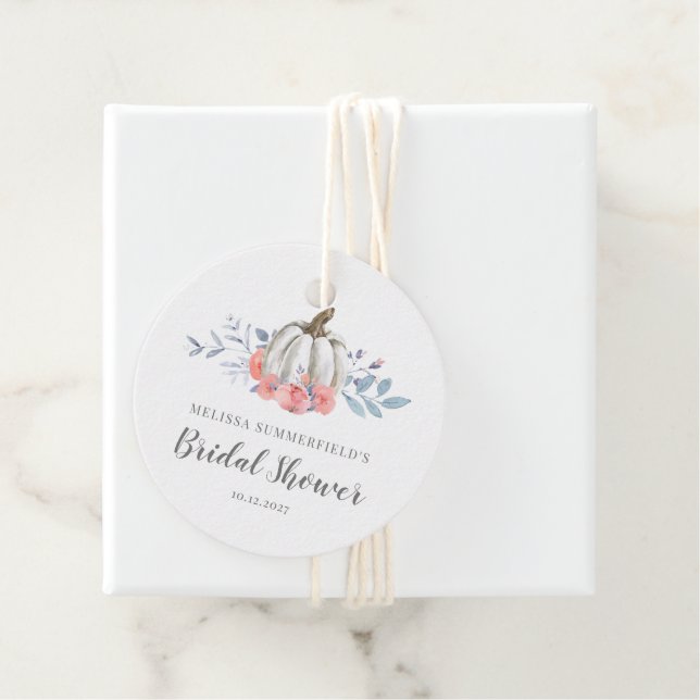 Fall Pumpkin Lilac Rustic Blommigt Möhippa Gåvor Etiketter (På plats)