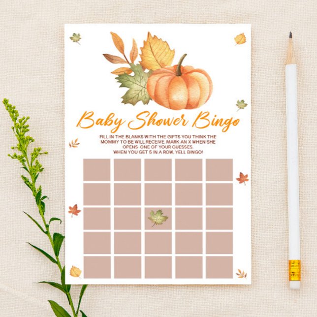 Fall Pumpkin Löv Bingo Baby Shower Game Brevpapper (Skapare uppladdad)