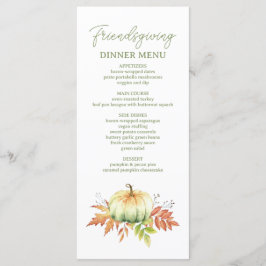 Fall Pumpkin Löv Rustic Friendsgiving Middag Meny