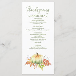 Fall Pumpkin Löv Rustic Thanksgiving Dinner Meny