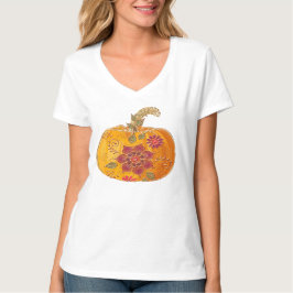 Fall Pumpkin med blommor T-Shirt