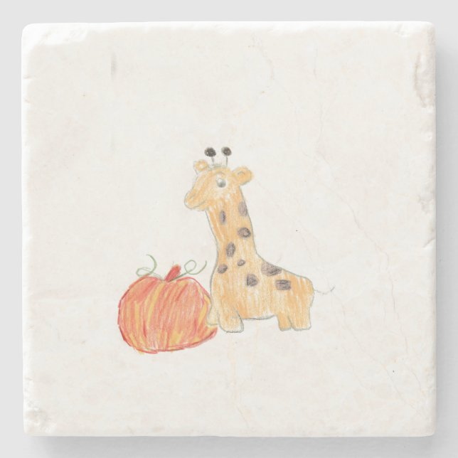 Fall Pumpkin med Giraffe Stenunderlägg (Framsidan)