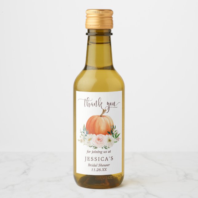 Fall Pumpkin Mini Vin Flaska-etikett Vinetikett (Framsida)