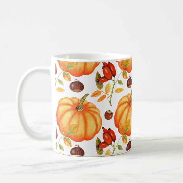 Fall Pumpkin - Mönster på hösten Kaffemugg (Vänster)