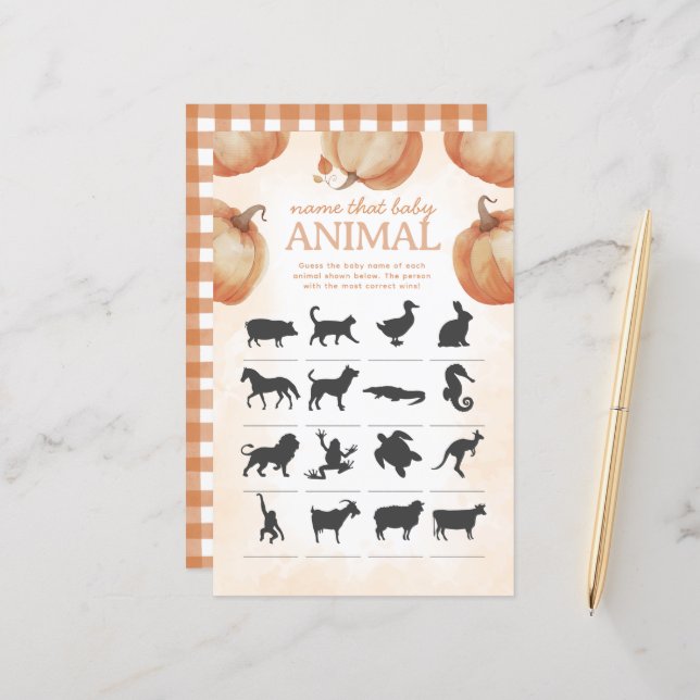 Fall Pumpkin Namn den där babystöldspelet på djur (Fram/Back In Situ)