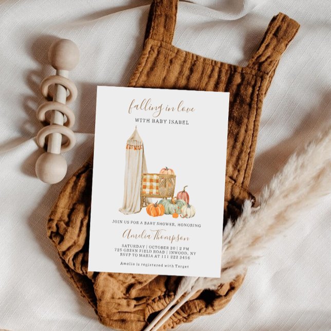Fall Pumpkin Neutralt Nursery Baby Shower Inbjudningar (Skapare uppladdad)