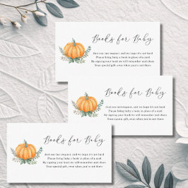 Fall Pumpkin och Greenery Bokar for Baby Shower Tilläggskort
