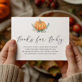 Fall Pumpkin och Greenery Bokar for Baby Shower Tilläggskort