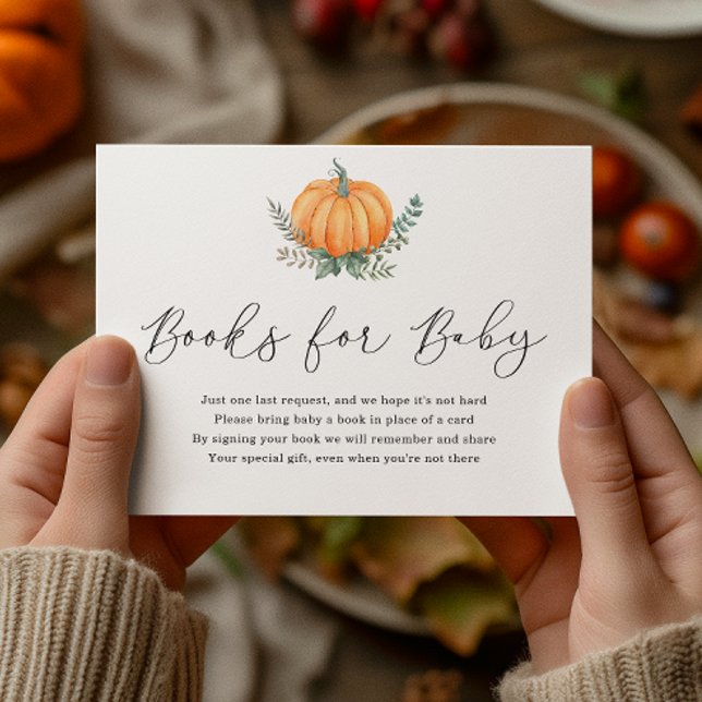 Fall Pumpkin och Greenery Bokar for Baby Shower Tilläggskort (Skapare uppladdad)