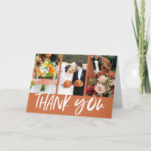Fall Pumpkin Orange Hand Lettered Photo Bröllop Tack Kort