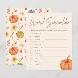 Fall Pumpkin Ord Scramble Baby Shower-spel