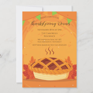 Fall Pumpkin paj Thanksgiving Dinner Inbjudningar
