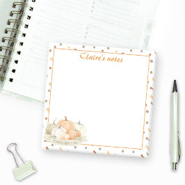 Fall Pumpkin Pastel Orange Grönt Thanksgiving Namn Post-it Block
