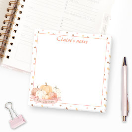 Fall Pumpkin Pastel Orange Thanksgiving Namn Post-it Block