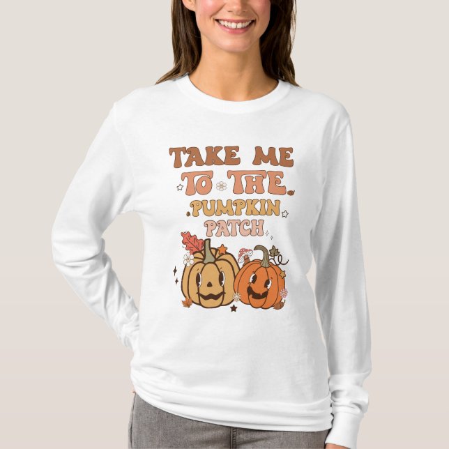 Fall Pumpkin patch älskare fall roligt T Shirt (Framsida)