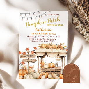 Fall Pumpkin Patch Birthday Bash Inbjudningar
