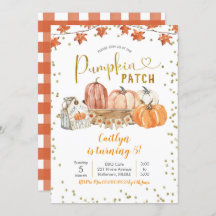 Fall Pumpkin Patch Birthday-inbjudan