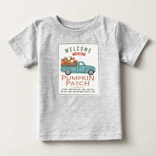 Fall Pumpkin Patch Lastbil T Shirt (Framsida)