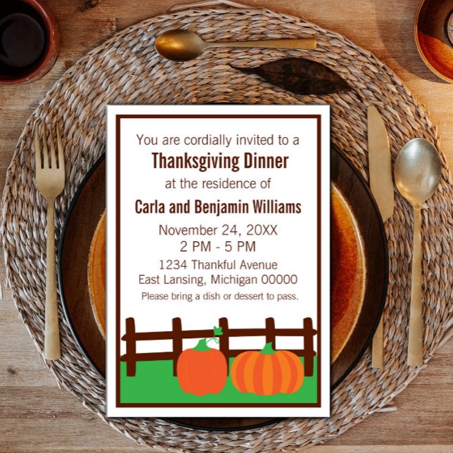 Fall Pumpkin Patch Thanksgiving Inbjudan (Fall Pumpkin Patch Thanksgiving Invite)