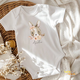 Fall Pumpkin Rabbit Floral Baby Bodysuit T Shirt