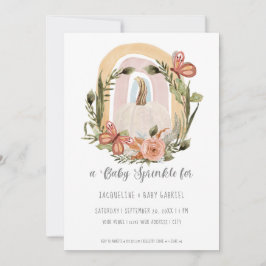 Fall Pumpkin Rainbow Mustard Blue Blommigt Art Inbjudningar