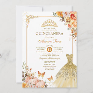 Fall Pumpkin Ro Quinceañera Princess Mis Quince Inbjudningar