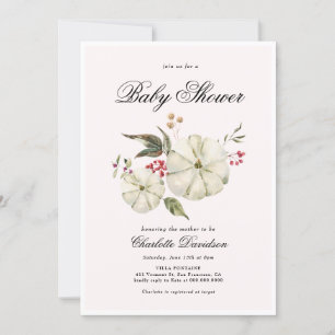Fall Pumpkin Romantic Feminine Girl Baby Shower Inbjudningar