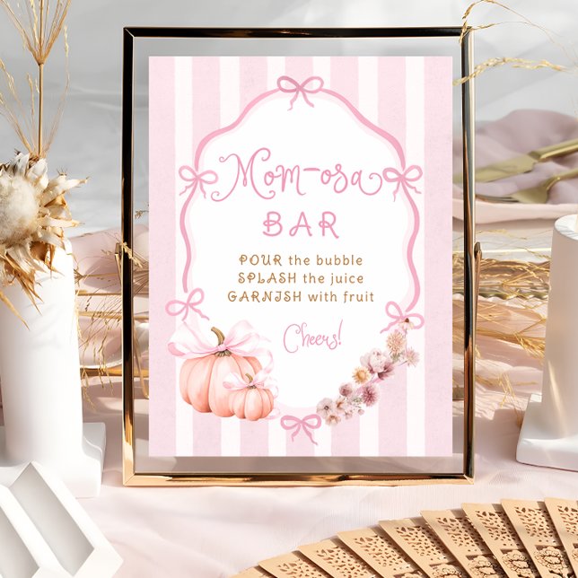Fall Pumpkin Rosa Baby Shower Mamma-osa Pub Poster (Skapare uppladdad)
