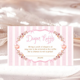 Fall Pumpkin Rosa Blommigt Diaper Raffle Biljett Tilläggskort