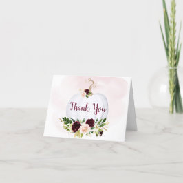 Fall Pumpkin Rosa Burgundy Guld Baby Shower Tack Kort
